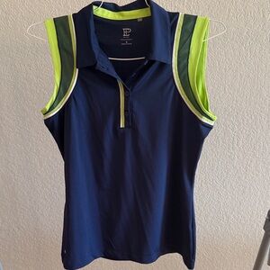 EP Pro Navy and Neon Green Sleeveless Polo Shirt size S